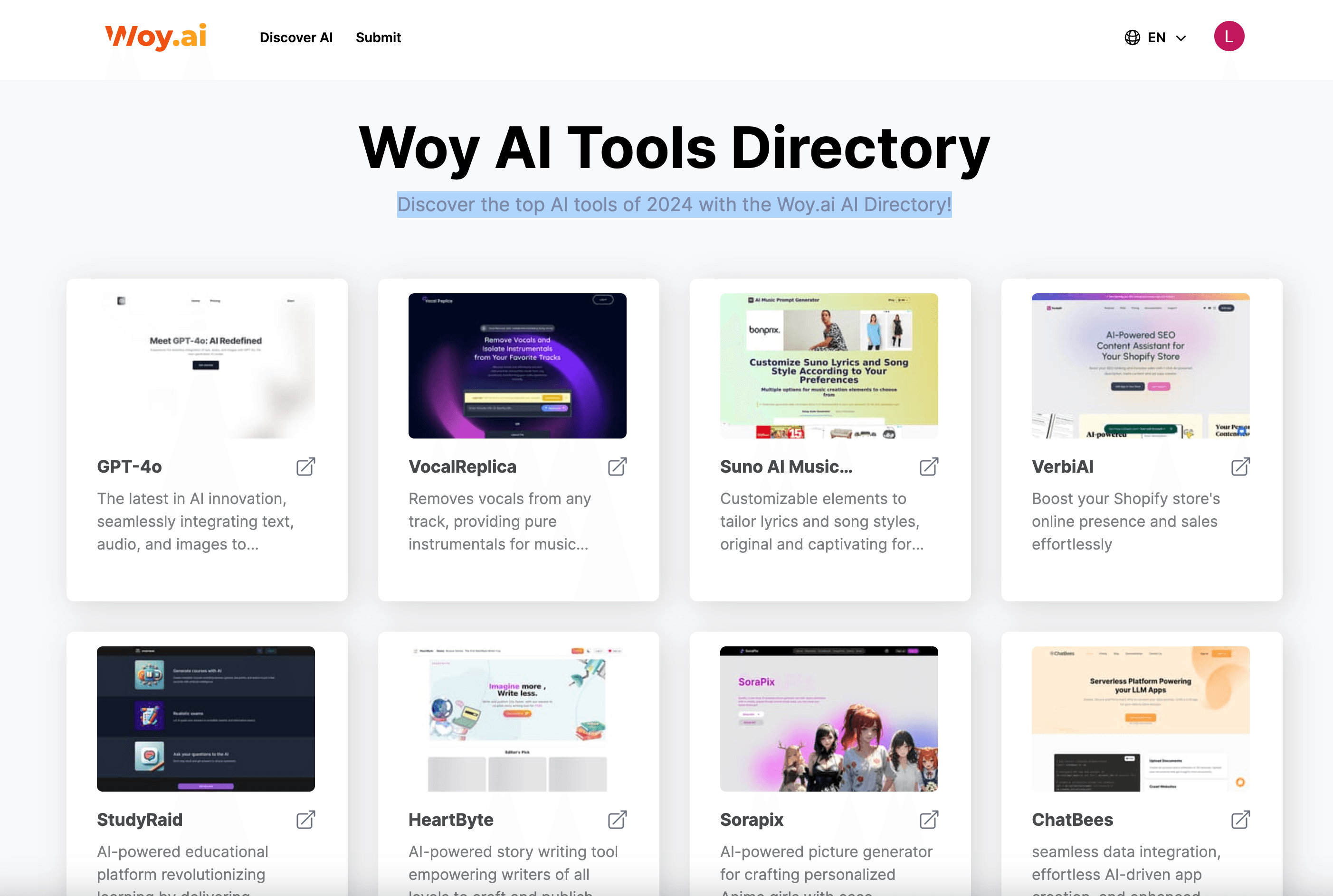 Woy AI Tools Directory - AI tool screenshot and preview