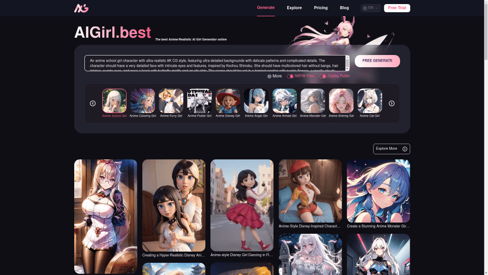 Anime Girl Studio - AI Anime Girl Generator & Chat - AI tool screenshot and preview